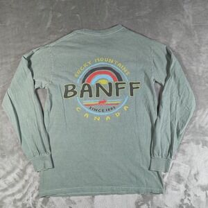 Vintage Banff Canada Shirt Mens Small Long Sleeve Rocky Mountains Moose Outdoor